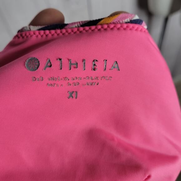 Athleta Marbella Scoop Bikini Set Pink Black Orange Geometric Size XL - Picture 7 of 8